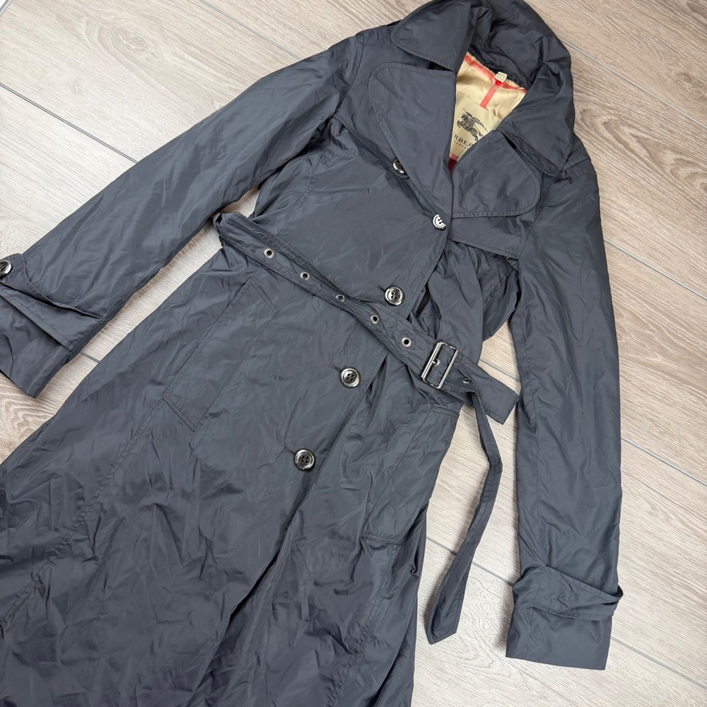 Burberry Womens Trench Coat Belted Nylon Double Breasted Black 4